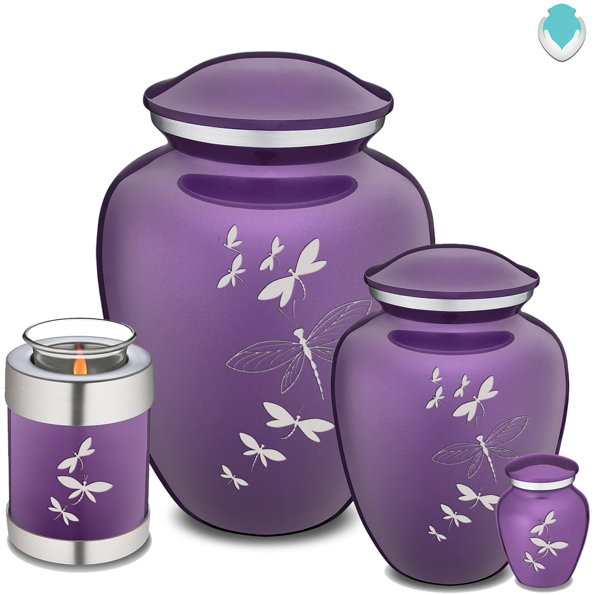 Candle Holder Embrace Purple Dragonflies Cremation Urn