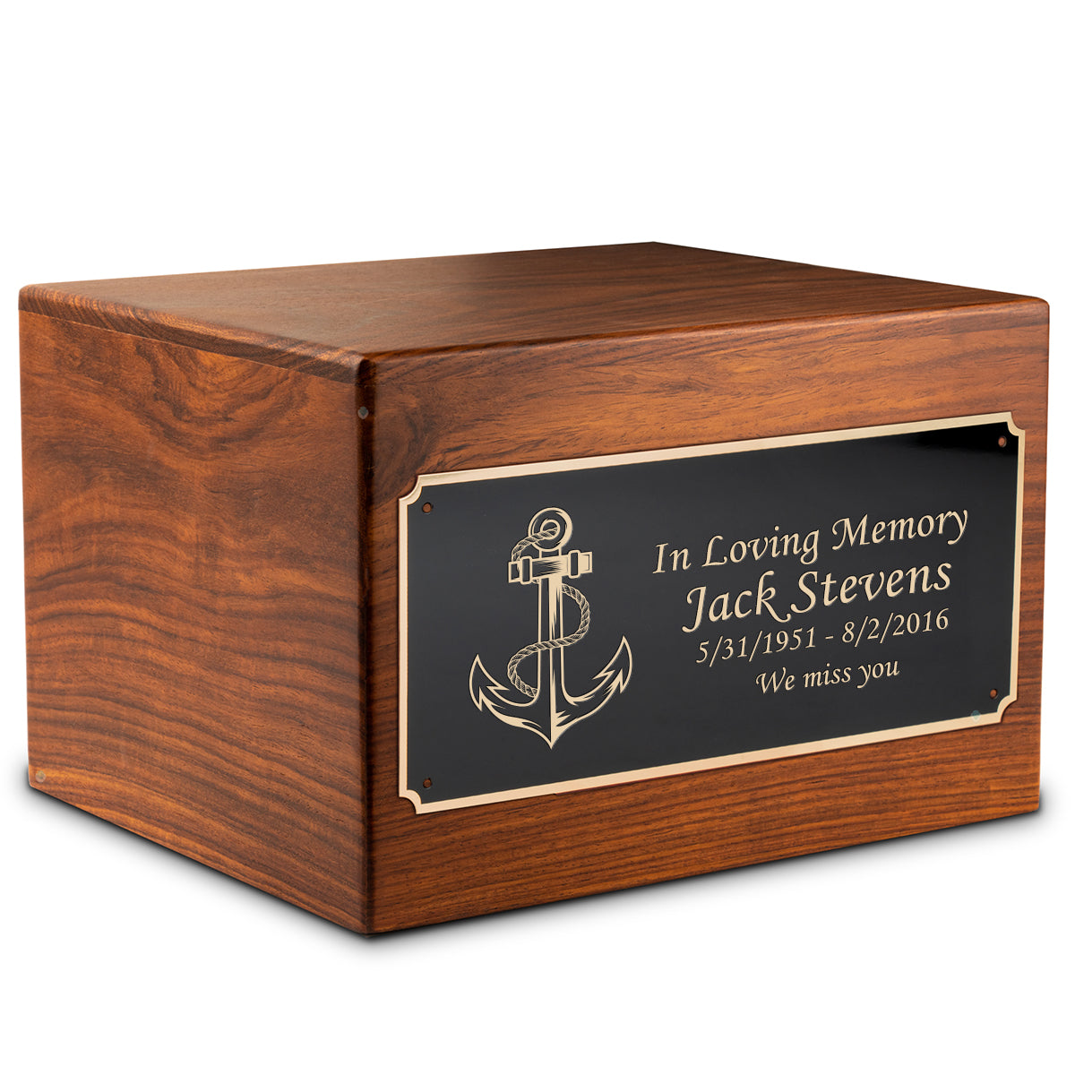 Adult Aura Anchor Custom Engraved Solid Wood Box Cremation Urn