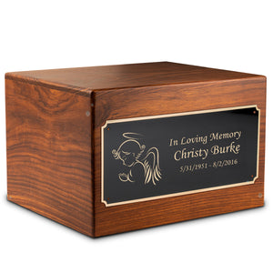 Adult Aura Angel Custom Engraved Solid Wood Box Cremation Urn