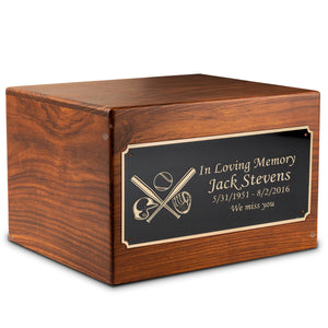 Adult Aura Baseball Custom Engraved Solid Wood Box Cremation Urn