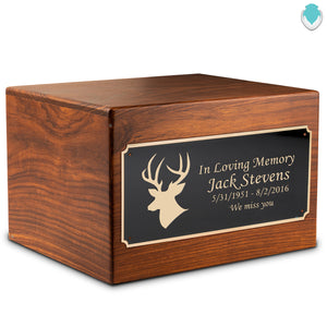 Adult Aura Deer Custom Engraved Solid Wood Box Cremation Urn