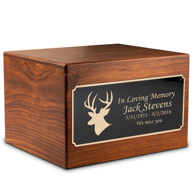 Adult Aura Deer Custom Engraved Solid Wood Box Cremation Urn