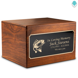 Adult Aura Fish Custom Engraved Solid Wood Box Cremation Urn