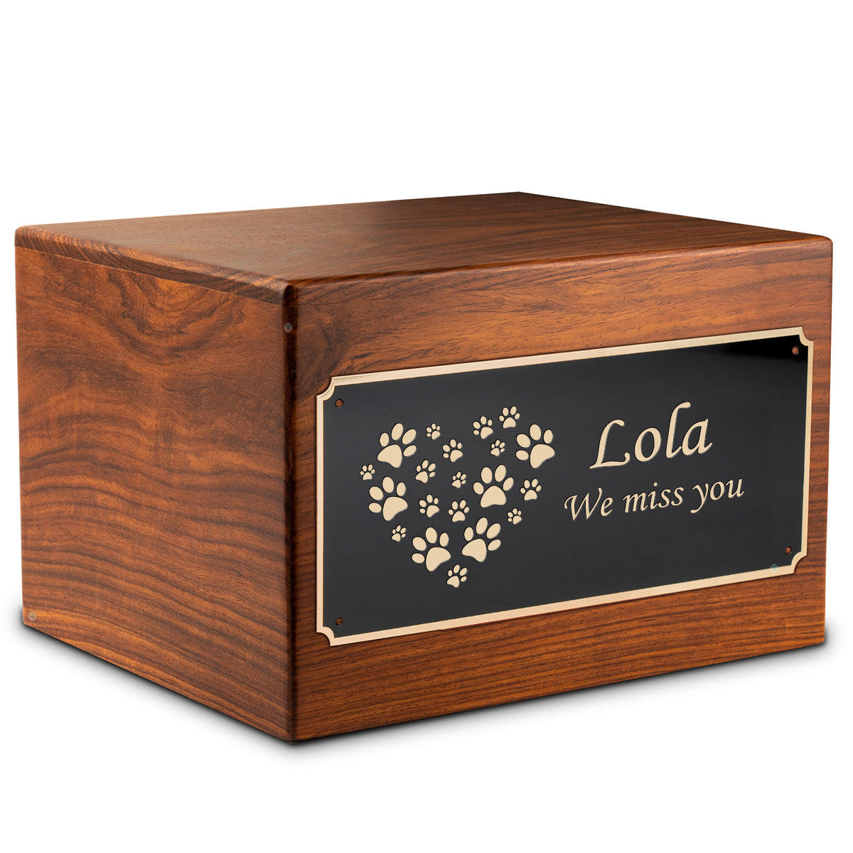 Adult Aura Pet Heart Paws Printed Custom Engraved Solid Wood Box Cremation Urn