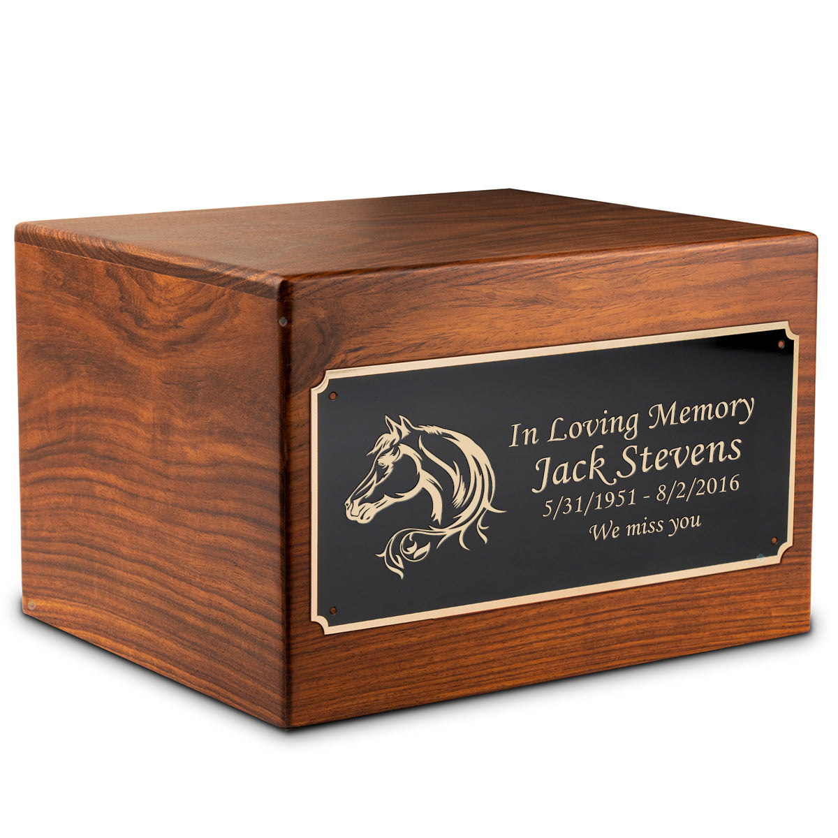 Adult Aura Horse Custom Engraved Solid Wood Box Cremation Urn