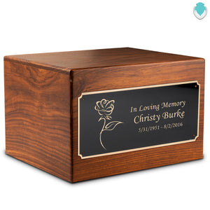 Adult Aura Rose Custom Engraved Solid Wood Box Cremation Urn