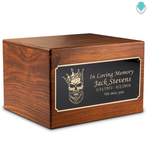 Adult Aura Skull Custom Engraved Solid Wood Box Cremation Urn