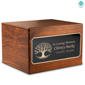 Adult Aura Tree Of Life Custom Engraved Solid Wood Box Cremation Urn