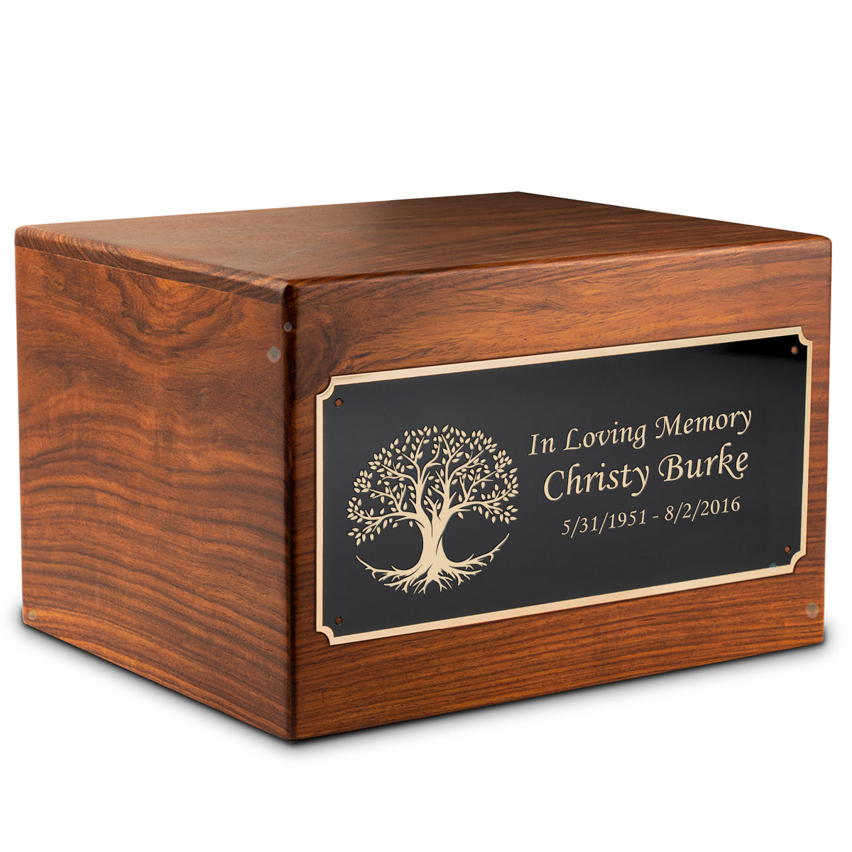 Adult Aura Tree Of Life Custom Engraved Solid Wood Box Cremation Urn