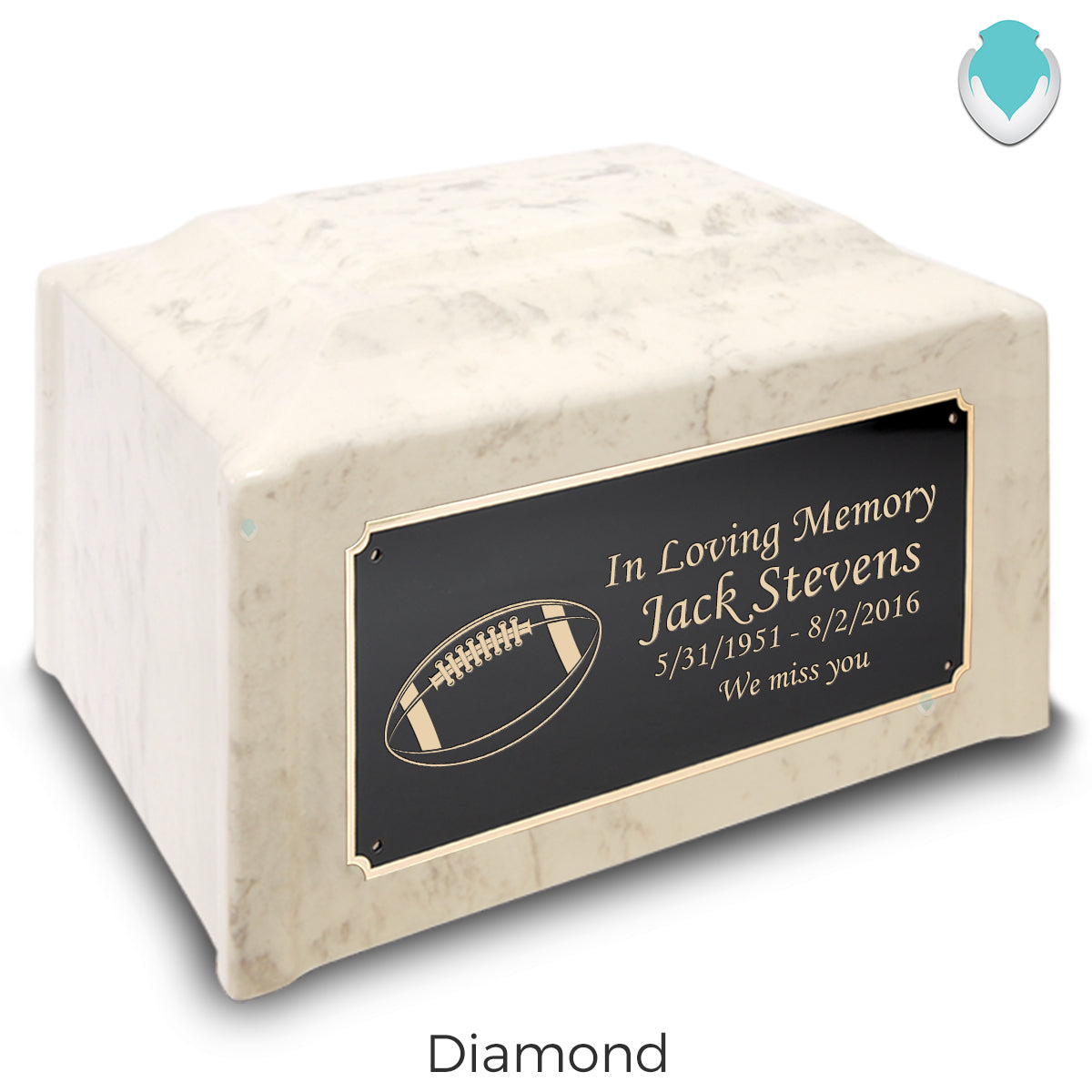 Adult Devotion Football Cultured Marble Urns for Ashes