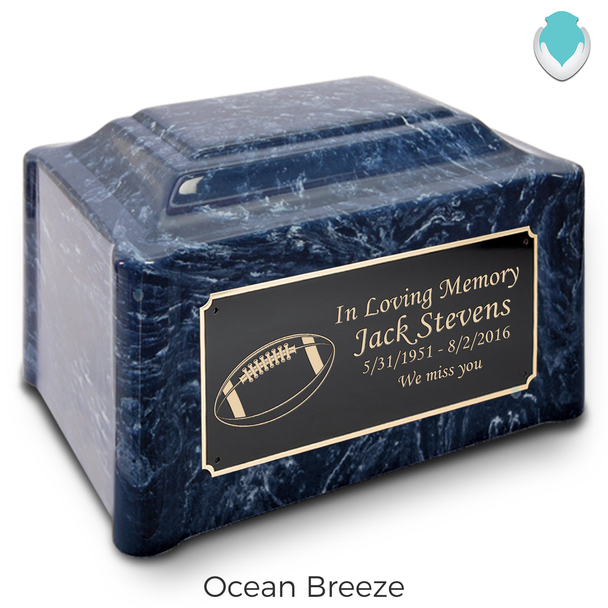 Adult Devotion Football Cultured Marble Urns for Ashes