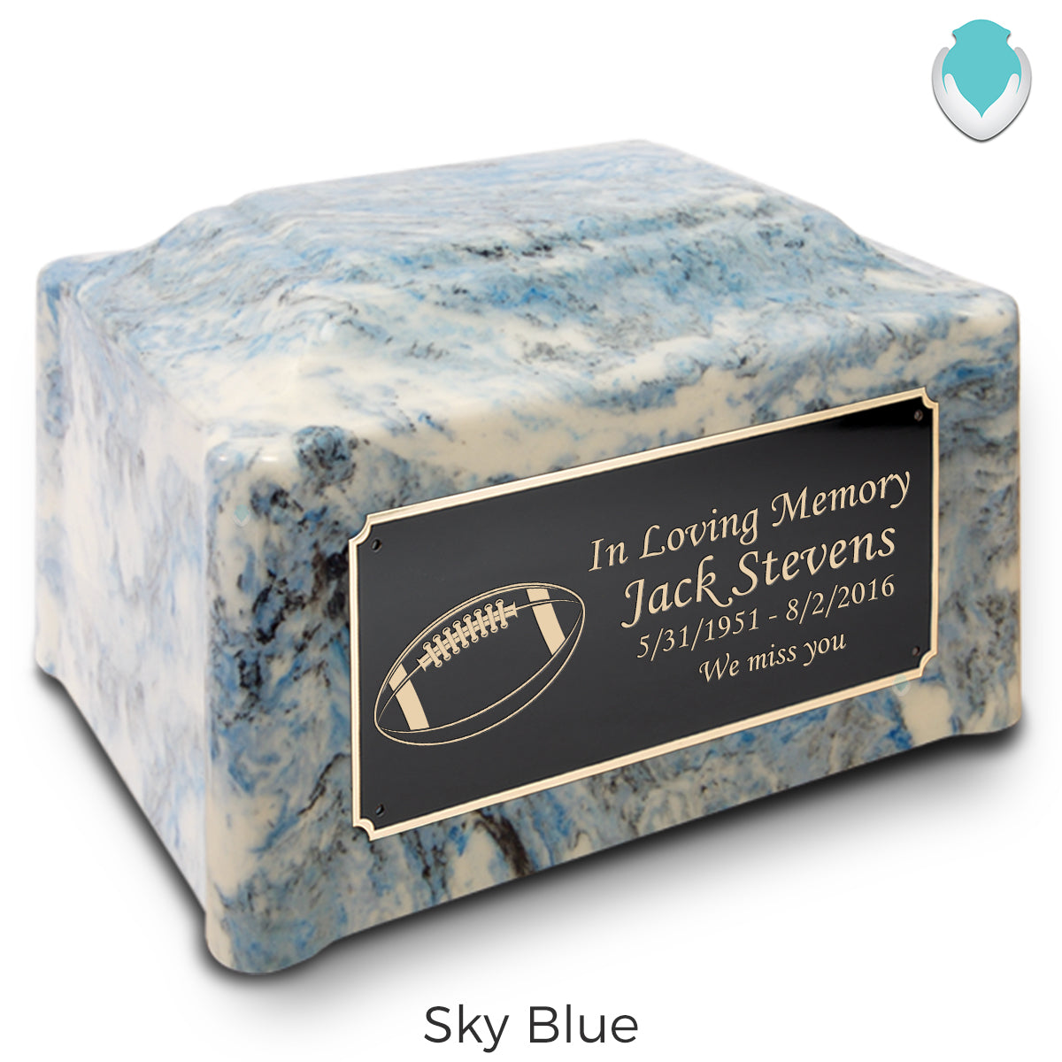 Adult Devotion Football Cultured Marble Urns for Ashes