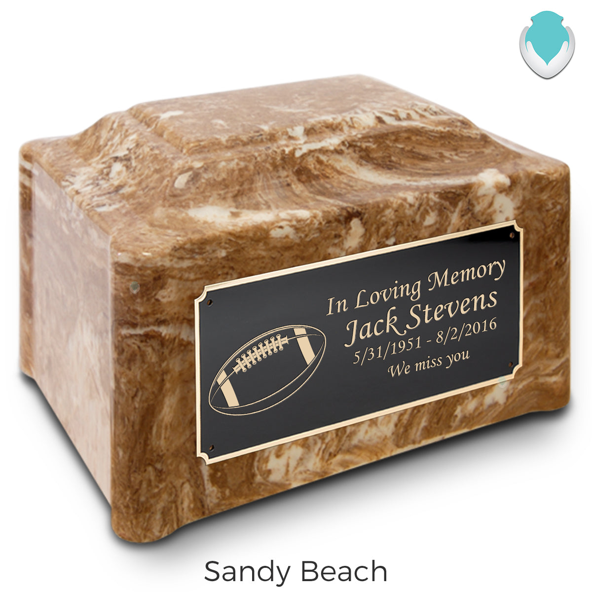 Adult Devotion Football Cultured Marble Urns for Ashes