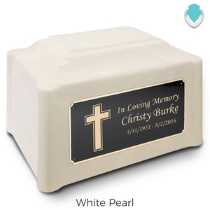 Adult Devotion Simple Cross Cultured Marble Urns for Ashes