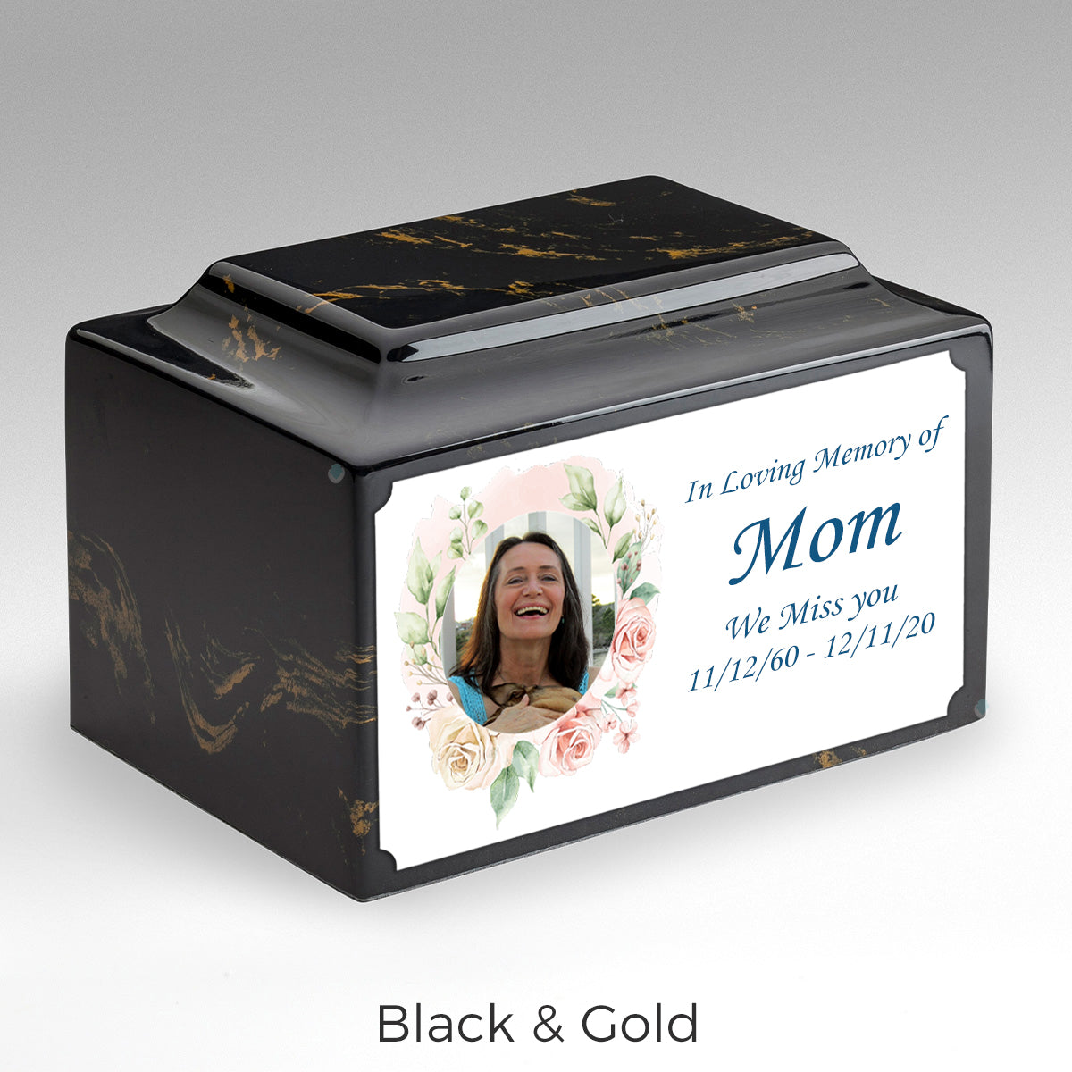 Adult Legacy Custom Printed Flower Photo Frame Cultured Marble Urns by MacKenzie