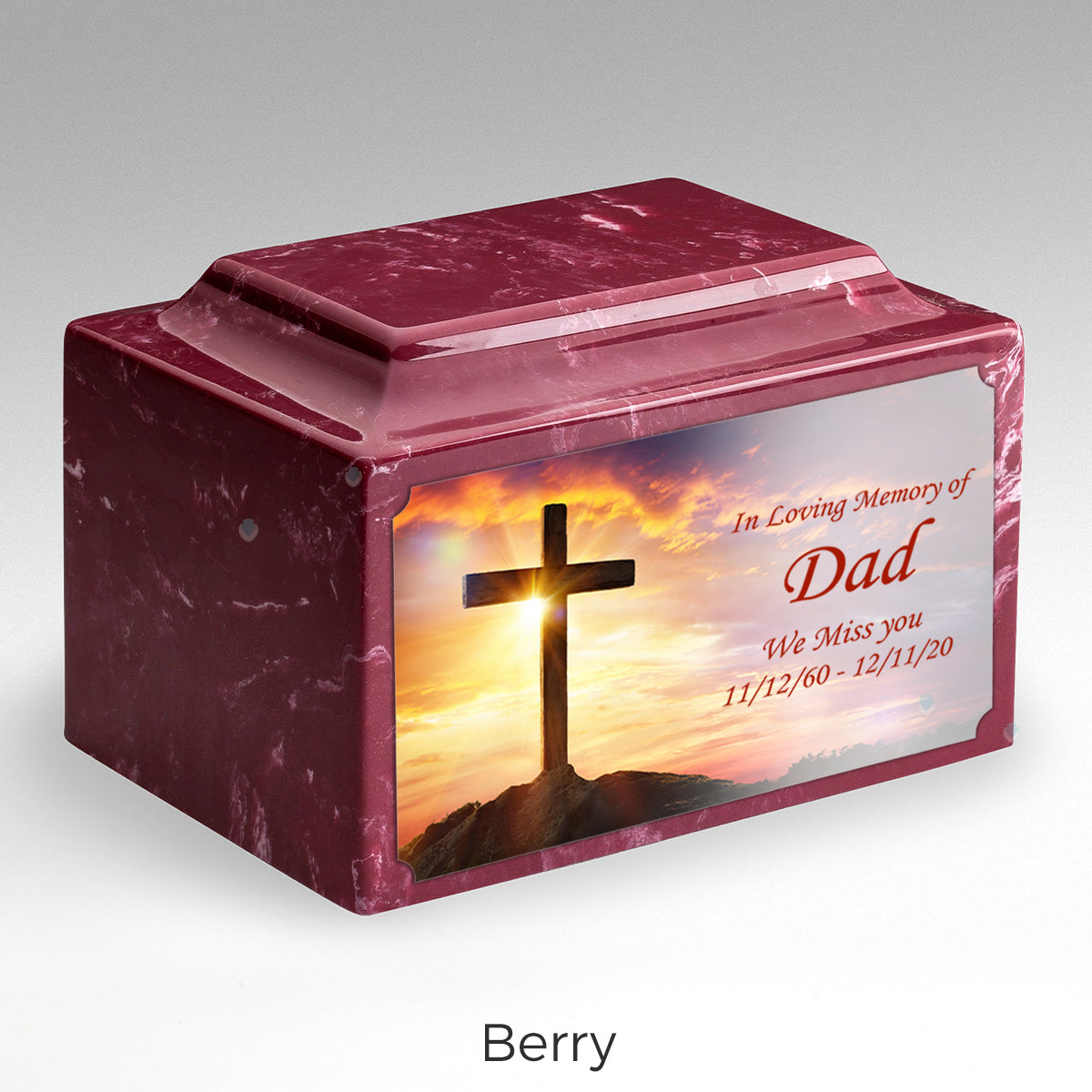 Adult Legacy Custom Printed Cross Cultured Marble Urns by MacKenzie