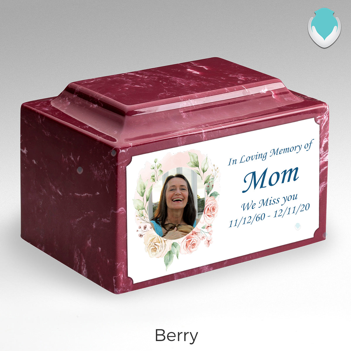 Adult Legacy Custom Printed Flower Photo Frame Cultured Marble Urns by MacKenzie