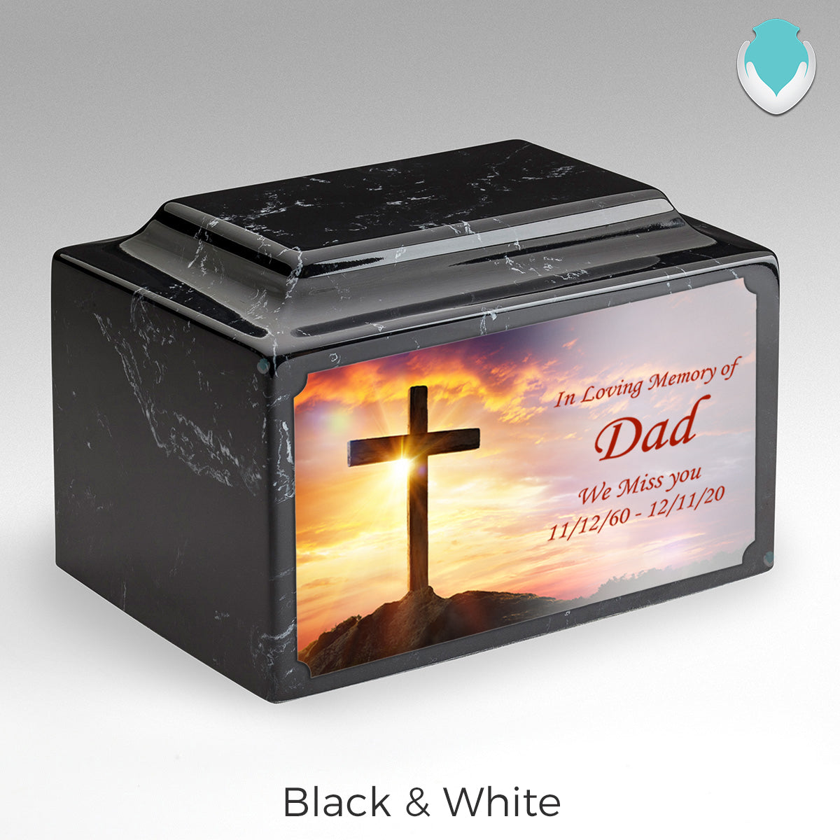 Adult Legacy Custom Printed Cross Cultured Marble Urns by MacKenzie