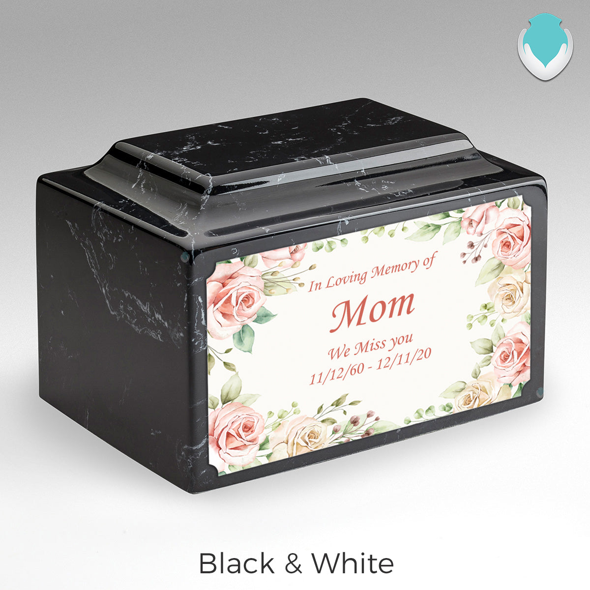 Adult Legacy Custom Printed Flower Frame Cultured Marble Urns by MacKenzie