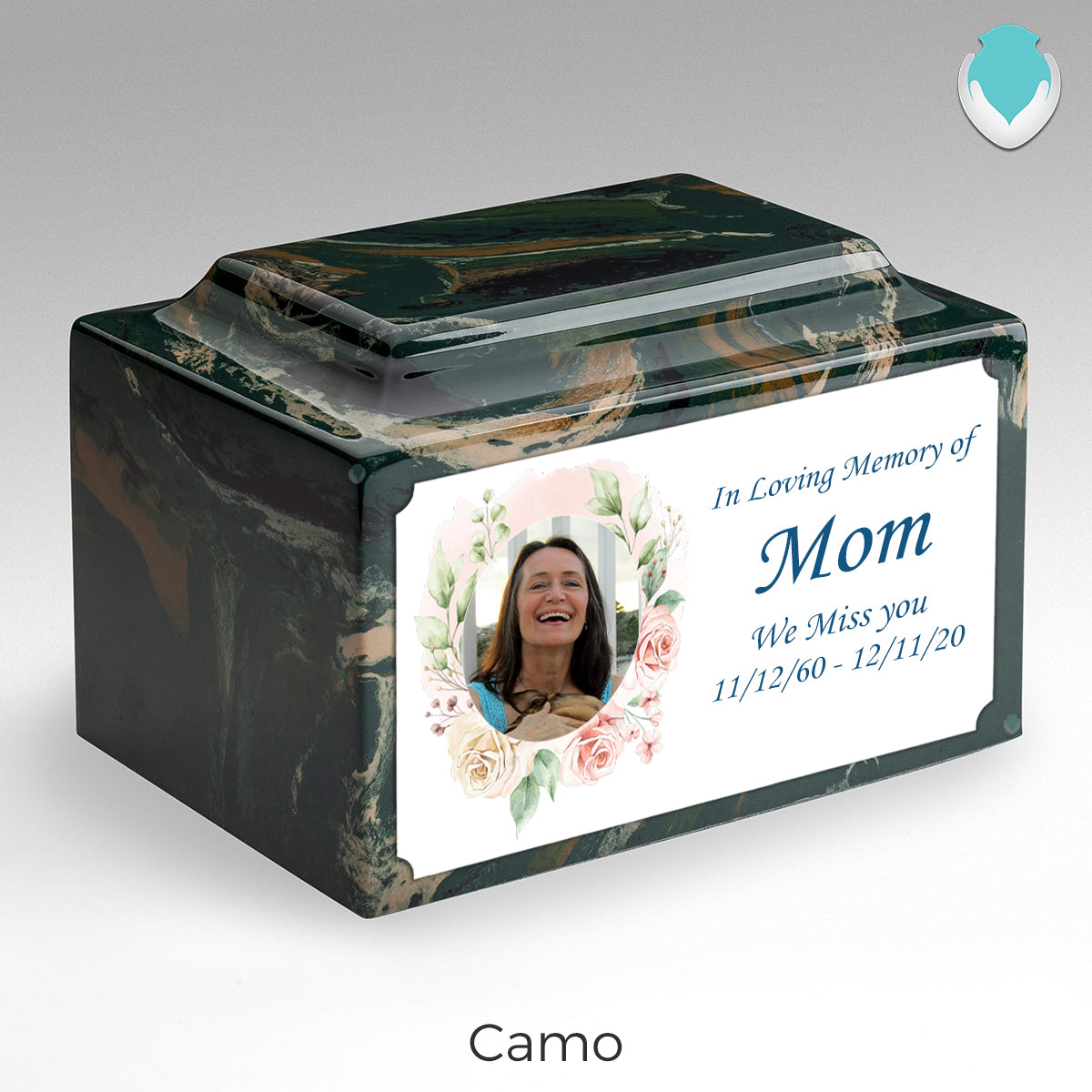 Adult Legacy Custom Printed Flower Photo Frame Cultured Marble Urns by MacKenzie