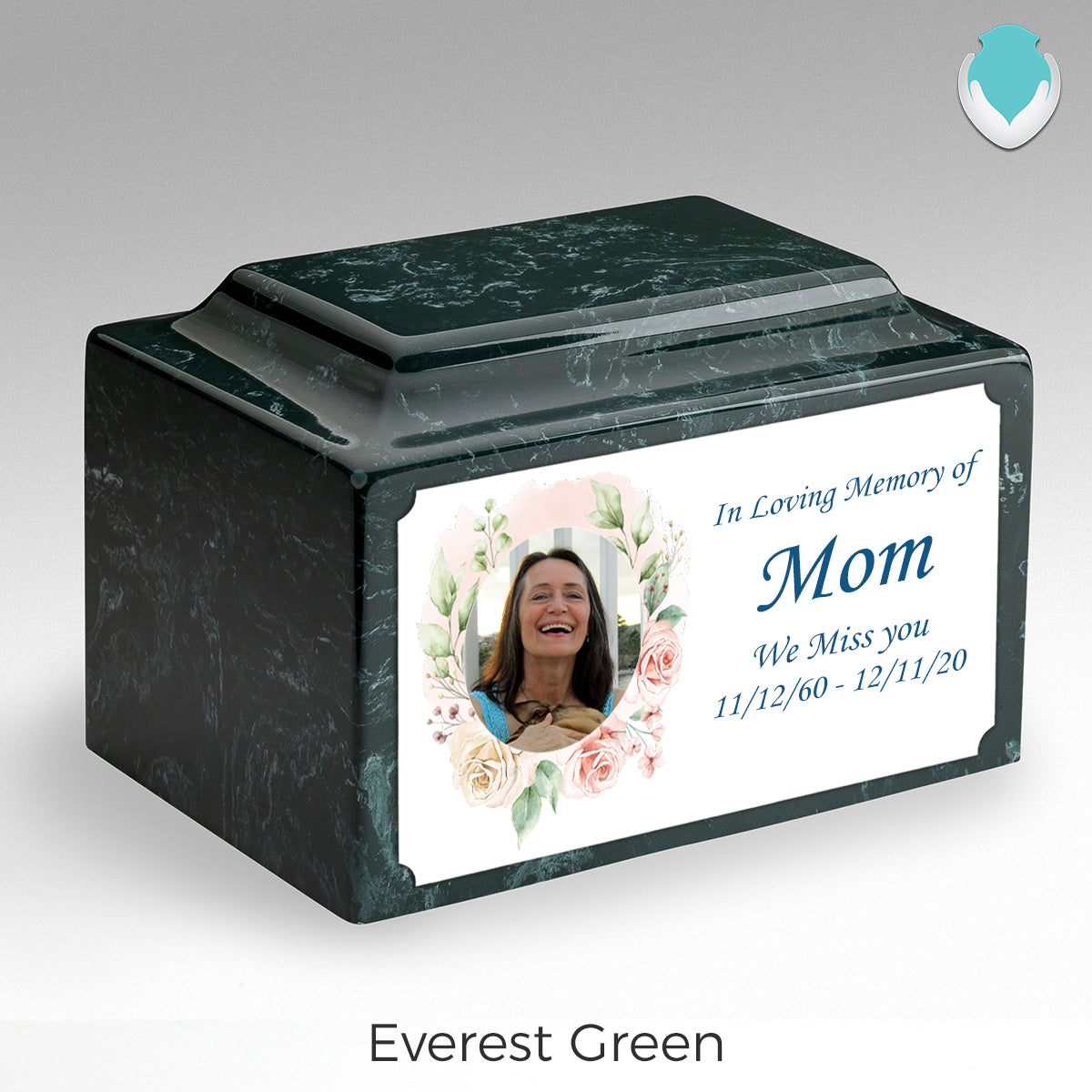 Adult Legacy Custom Printed Flower Photo Frame Cultured Marble Urns by MacKenzie