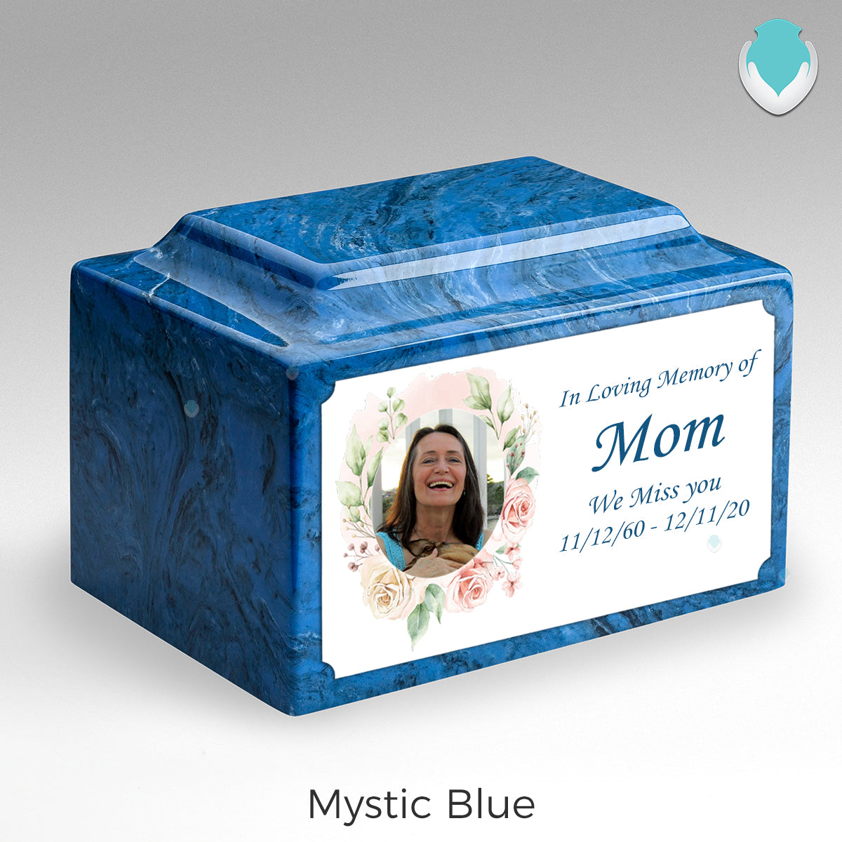 Adult Legacy Custom Printed Flower Photo Frame Cultured Marble Urns by MacKenzie