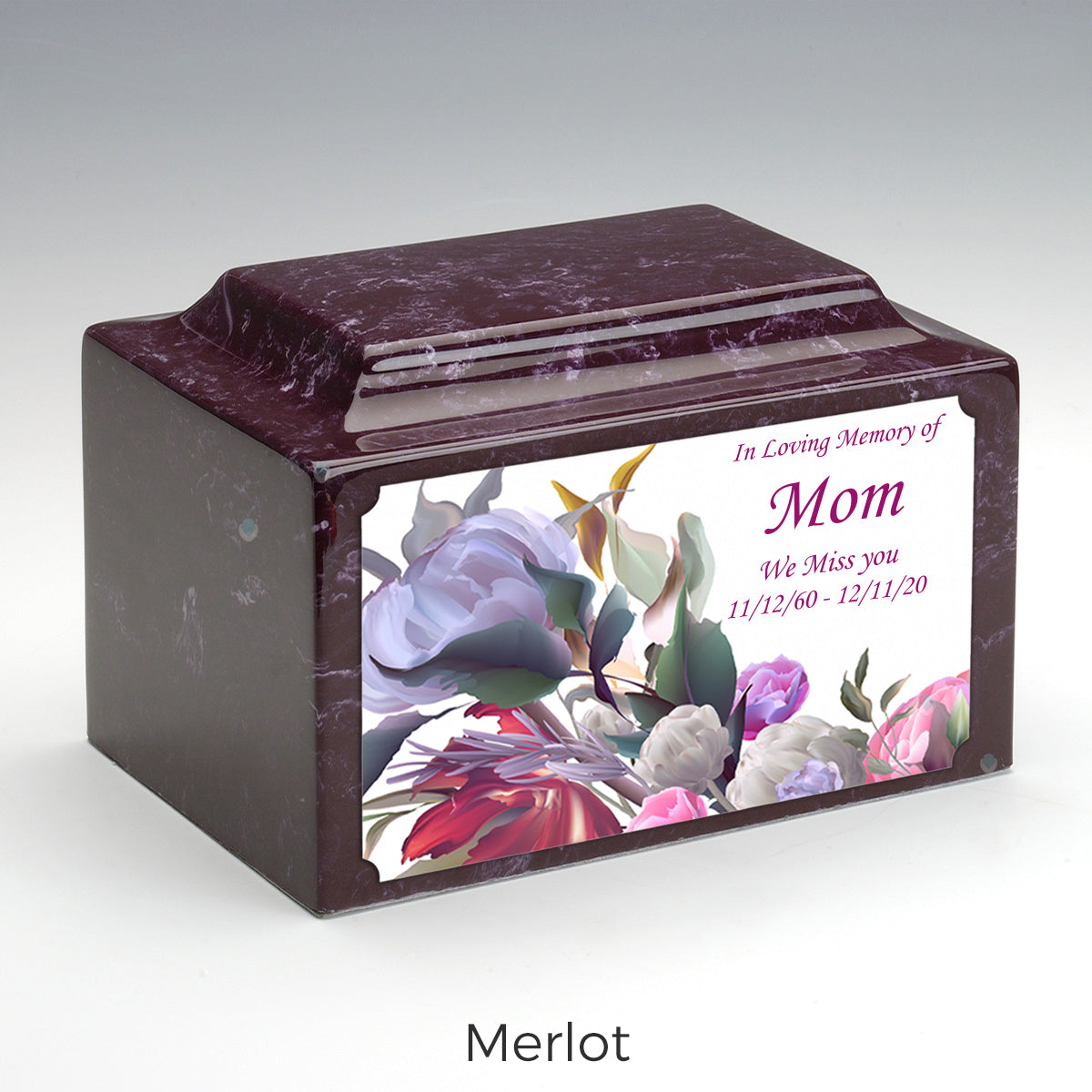 Adult Legacy Custom Printed Modern Flowers Cultured Marble Urns by MacKenzie