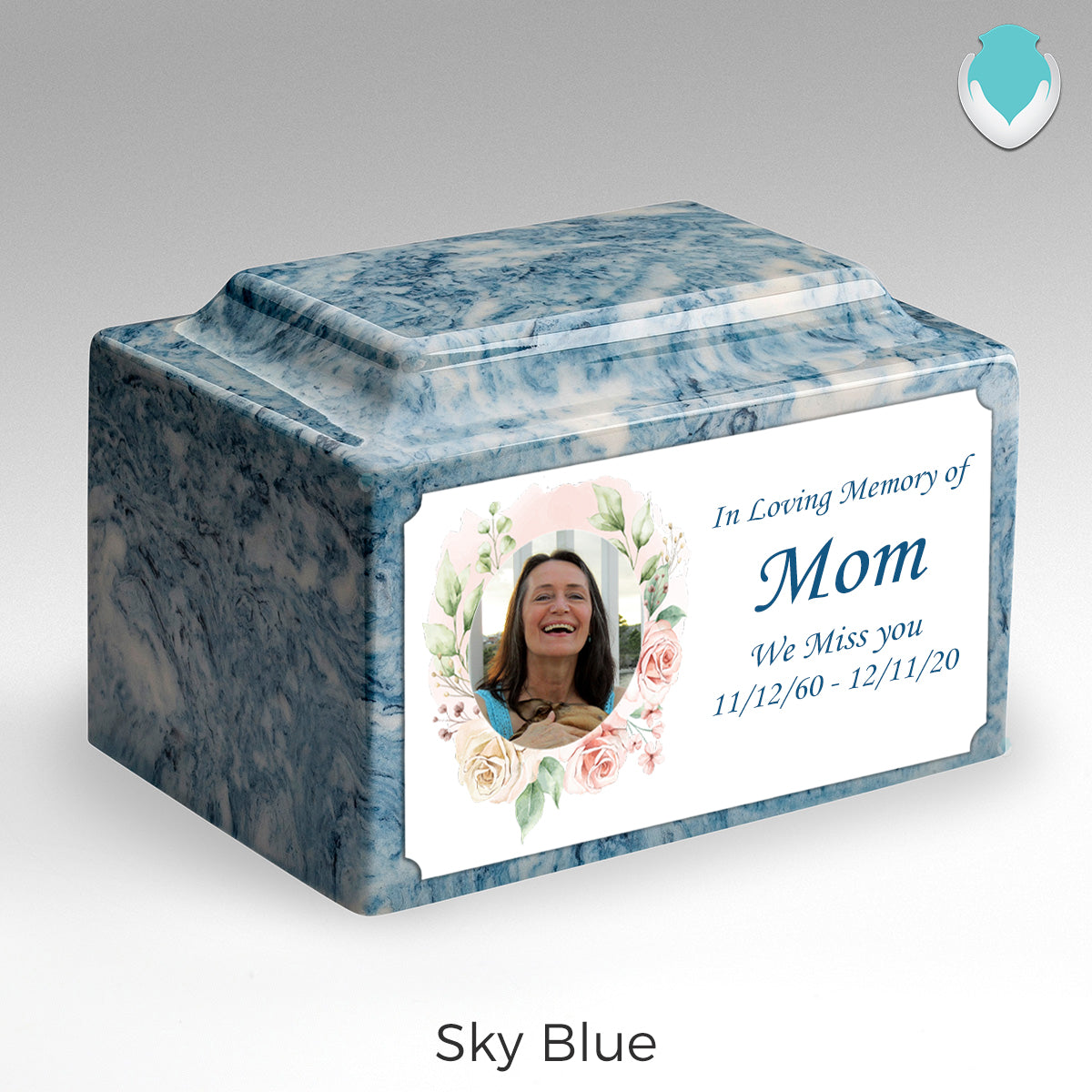 Adult Legacy Custom Printed Flower Photo Frame Cultured Marble Urns by MacKenzie