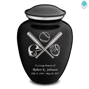Adult Embrace Black Baseball Cremation Urn