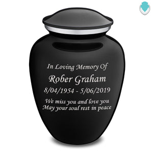 Adult Embrace Black Custom Engraved Cremation Urn