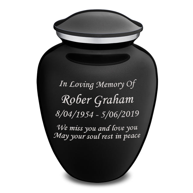 Adult Embrace Black Custom Engraved Cremation Urn