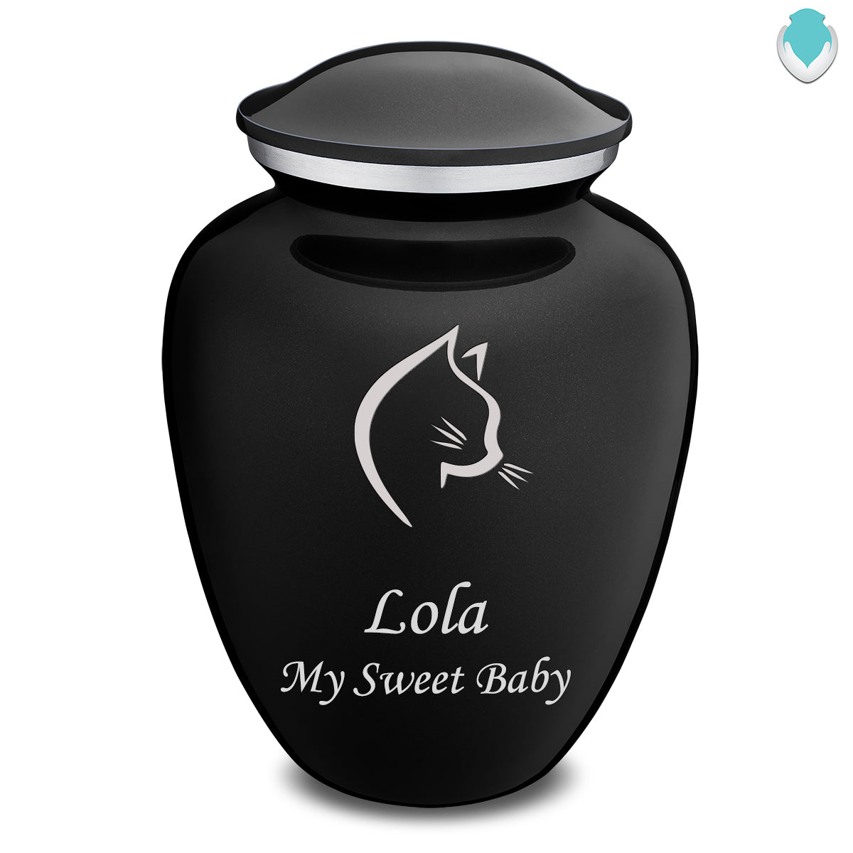 Large Embrace Black Cat Pet Cremation Urn