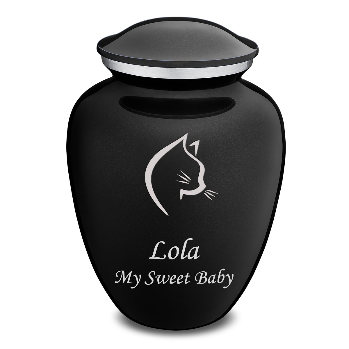 Large Embrace Black Cat Pet Cremation Urn