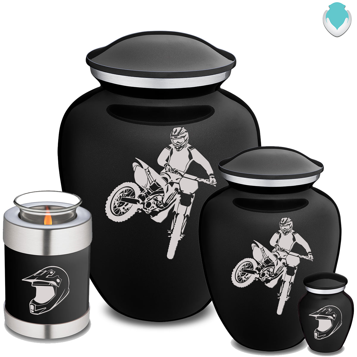 Medium Embrace Black Dirt Bike Cremation Urn