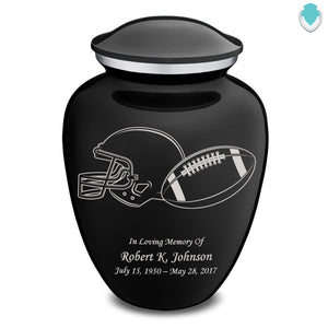 Adult Embrace Black Football Cremation Urn