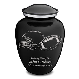 Adult Embrace Black Football Cremation Urn