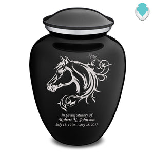 Adult Embrace Black Horse Cremation Urn