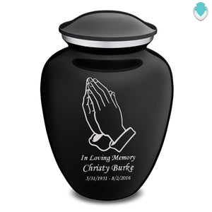 Adult Embrace Black Praying Hands Cremation Urn