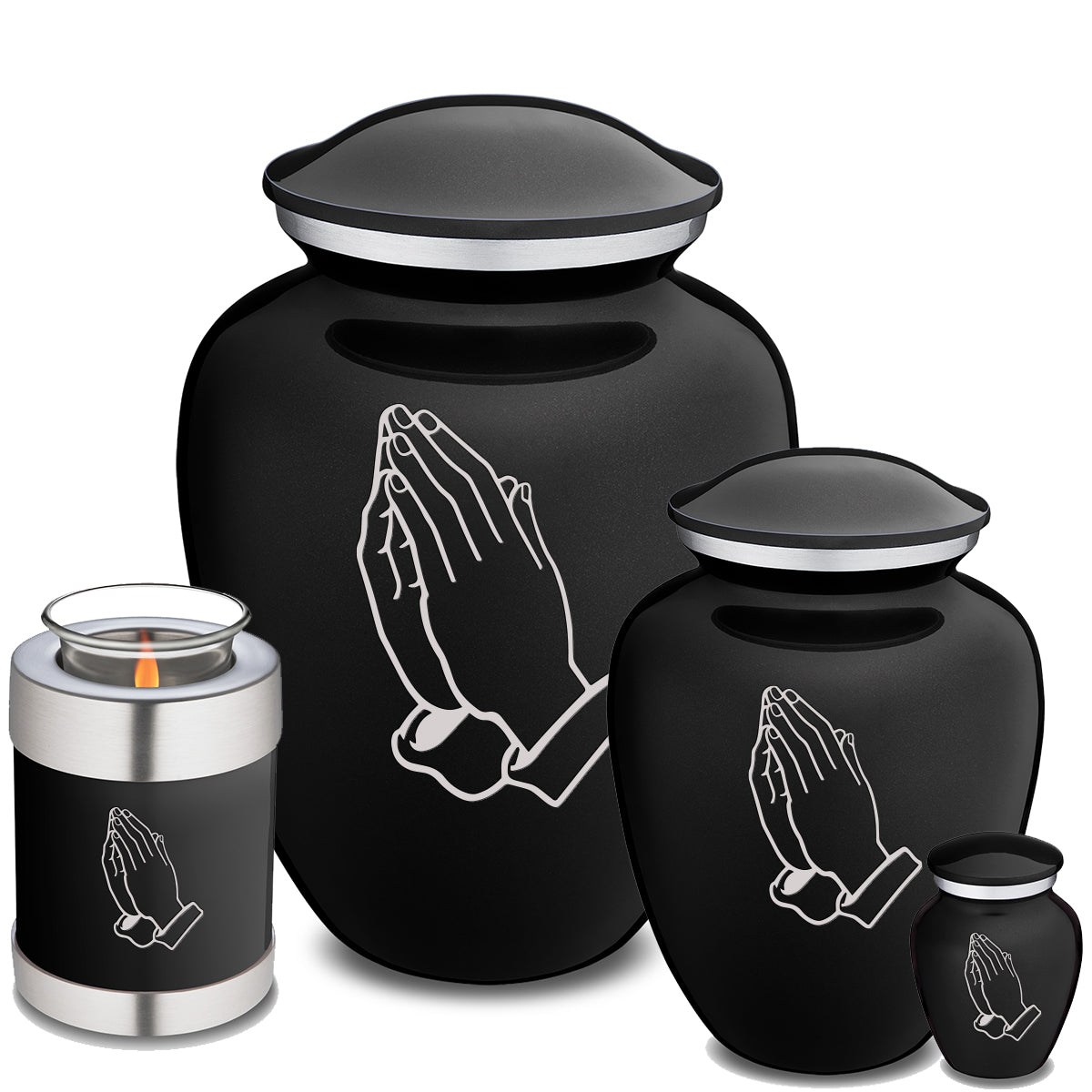 Keepsake Embrace Black Praying Hands Cremation Urn