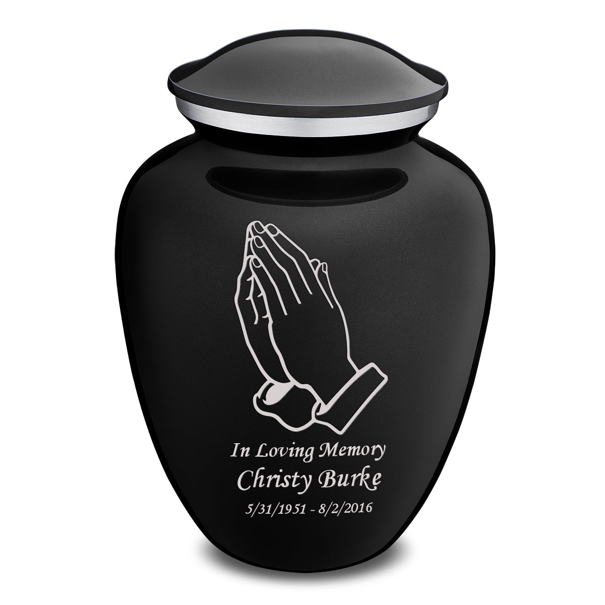 Adult Embrace Black Praying Hands Cremation Urn