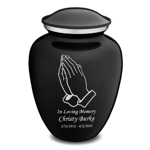 Adult Embrace Black Praying Hands Cremation Urn