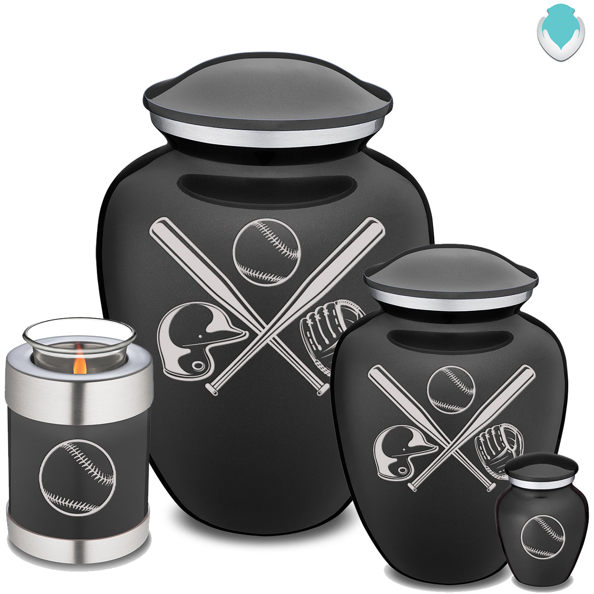 Candle Holder Embrace Charcoal Baseball Cremation Urn