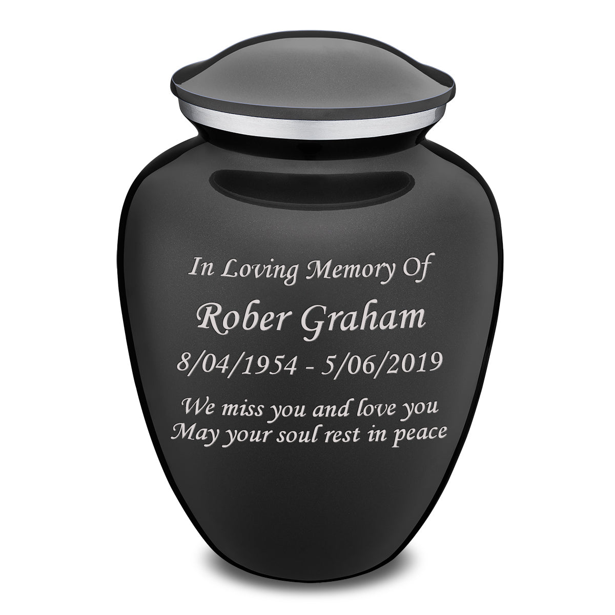 Adult Embrace Charcoal Custom Engraved Cremation Urn