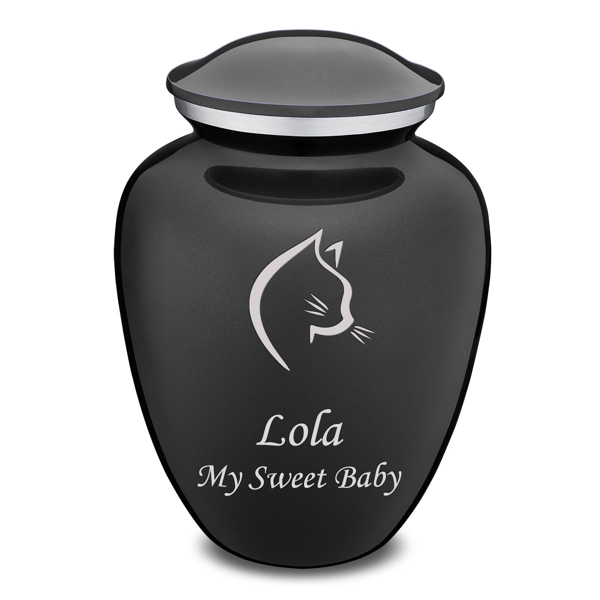 Large Embrace Charcoal Cat Pet Cremation Urn