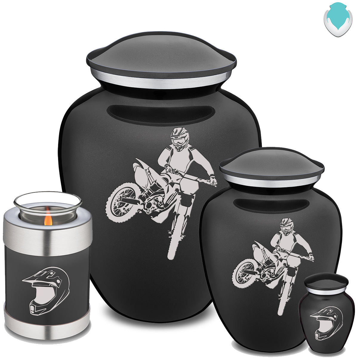 Adult Embrace Charcoal Dirt Bike Cremation Urn
