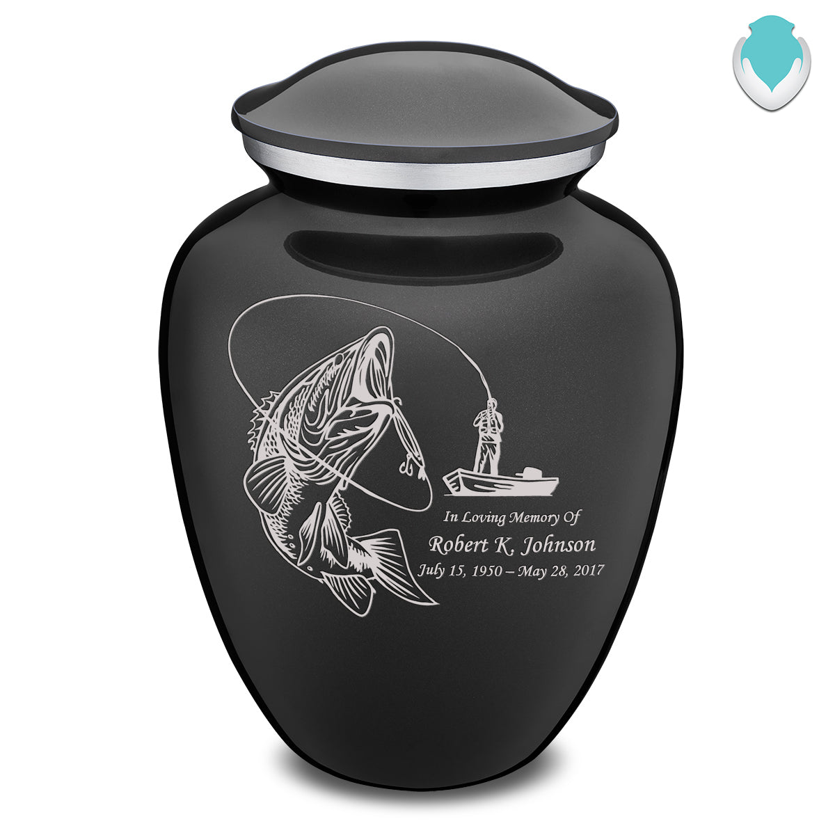 Adult Embrace Charcoal Grey Fishing Cremation Urn