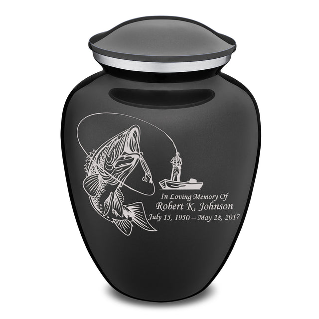 Adult Embrace Charcoal Grey Fishing Cremation Urn