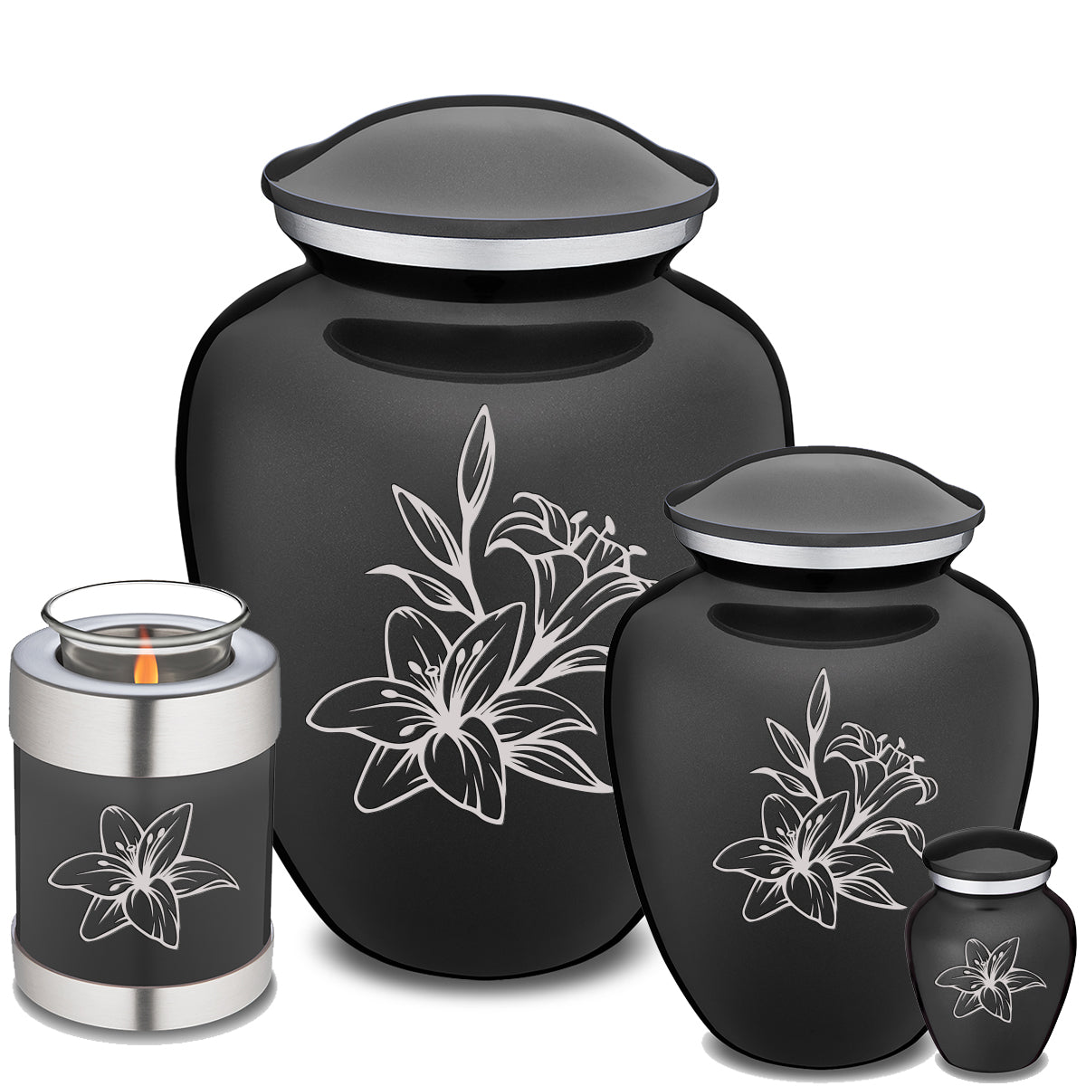 Candle Holder Embrace Charcoal Lily Cremation Urn