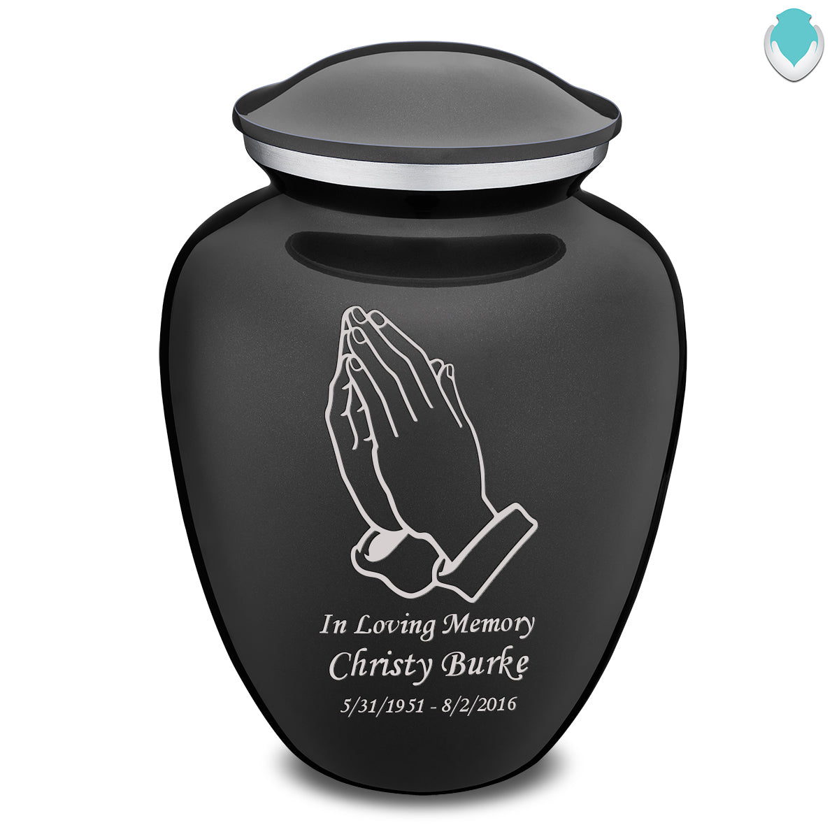 Adult Embrace Charcoal Praying Hands Cremation Urn