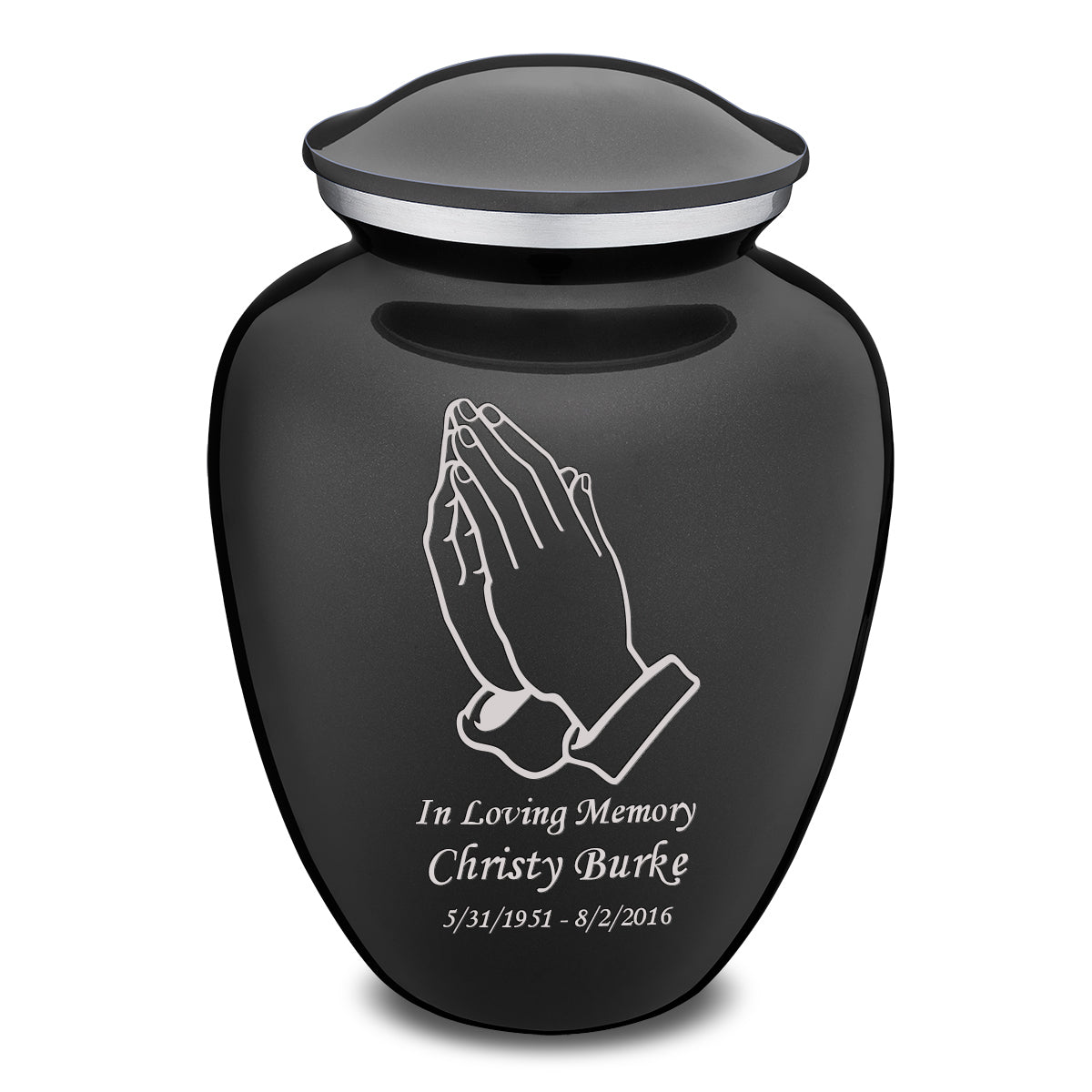 Adult Embrace Charcoal Praying Hands Cremation Urn